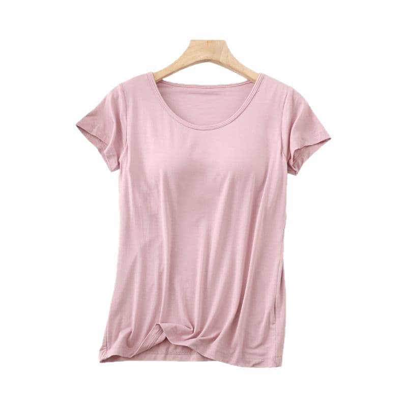Women's modal short-sleeved padded shirt with padded bottoming shirt for women, spring and summer all-in-one pajamas, five-finger half-sleeved women's clothing 6