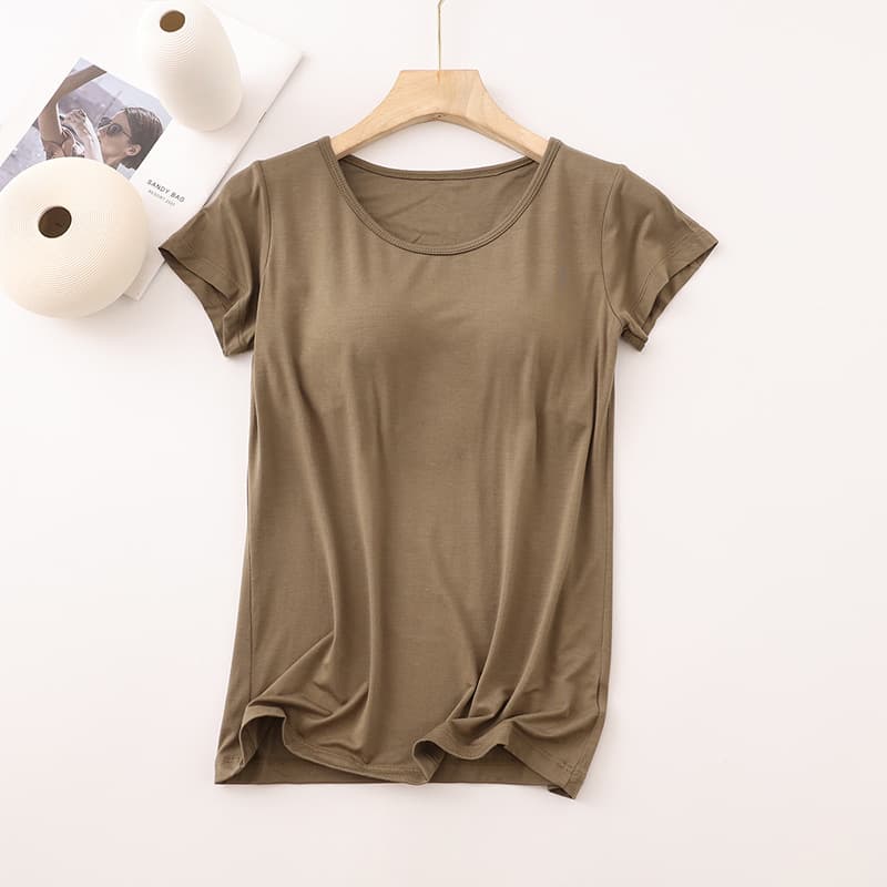 Women's modal short-sleeved padded shirt with padded bottoming shirt for women, spring and summer all-in-one pajamas, five-finger half-sleeved women's clothing 7