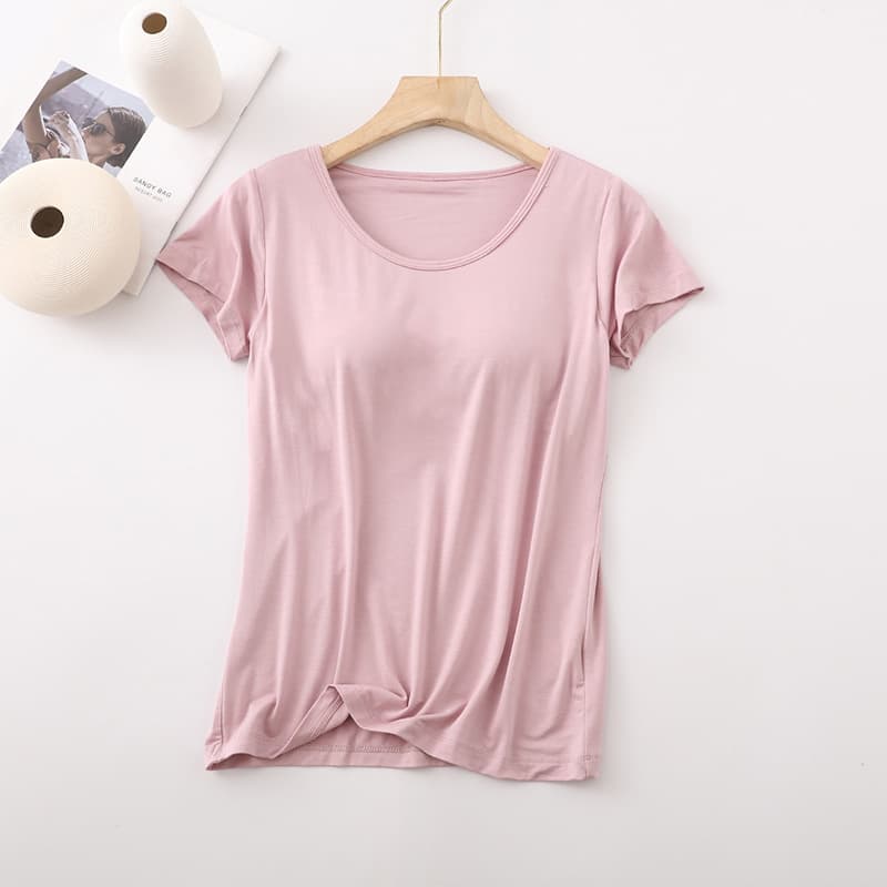 Women's modal short-sleeved padded shirt with padded bottoming shirt for women, spring and summer all-in-one pajamas, five-finger half-sleeved women's clothing 8