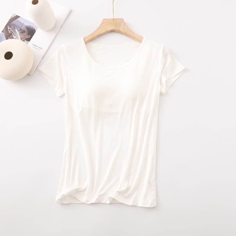 Women's modal short-sleeved padded shirt with padded bottoming shirt for women, spring and summer all-in-one pajamas, five-finger half-sleeved women's clothing 10