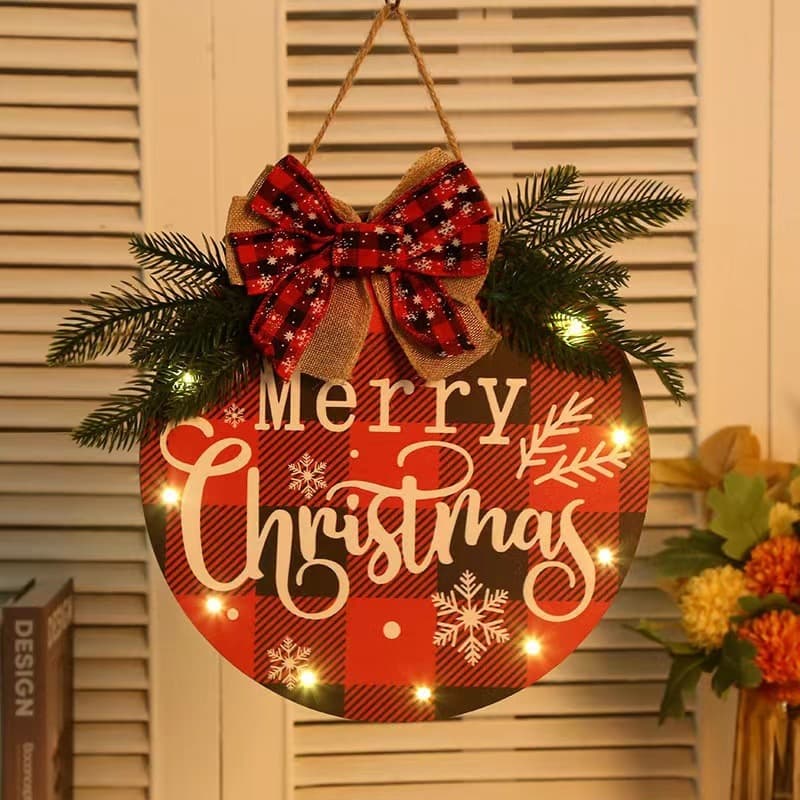 Christmas Interchangeable Welcome Signs Hanging Porch Wreaths with Seasonal Icons Decorate Halloween Door Signs 1