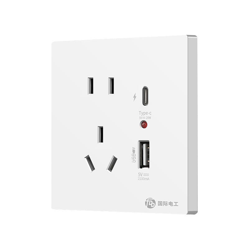 International electrician five-hole socket panel with USB smart fast charging TYPE-C wall type 86 mobile phone charging 5-hole plug 6