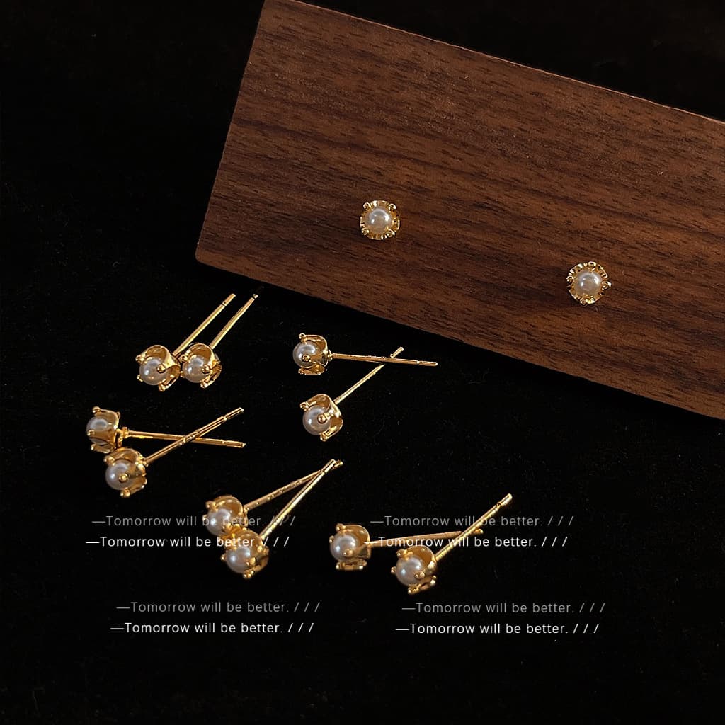 Suitable for pierced ears ~ Designed pearl earrings for women, Japanese and Korean commuting, compact and elegant mini earrings wholesale 1