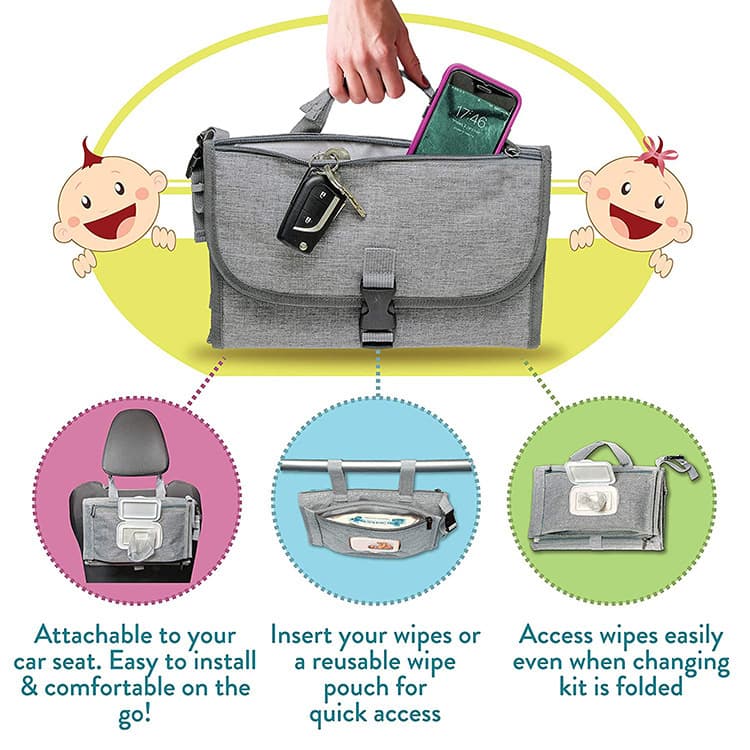 Newborn diaper pad, waterproof and urine-proof, multifunctional baby changing pad with wet wipes, convenient out-and-out diaper pad 6