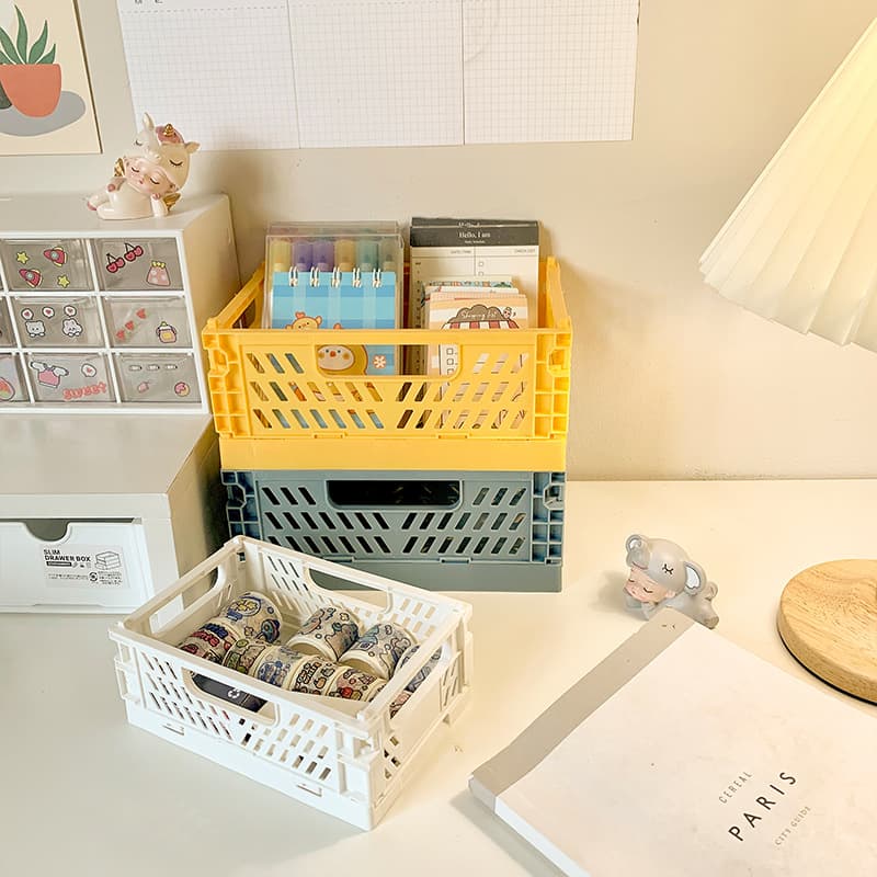 Foldable desktop storage basket snacks cosmetics sundry storage basket cross-border home kitchen fruit basket storage basket 2