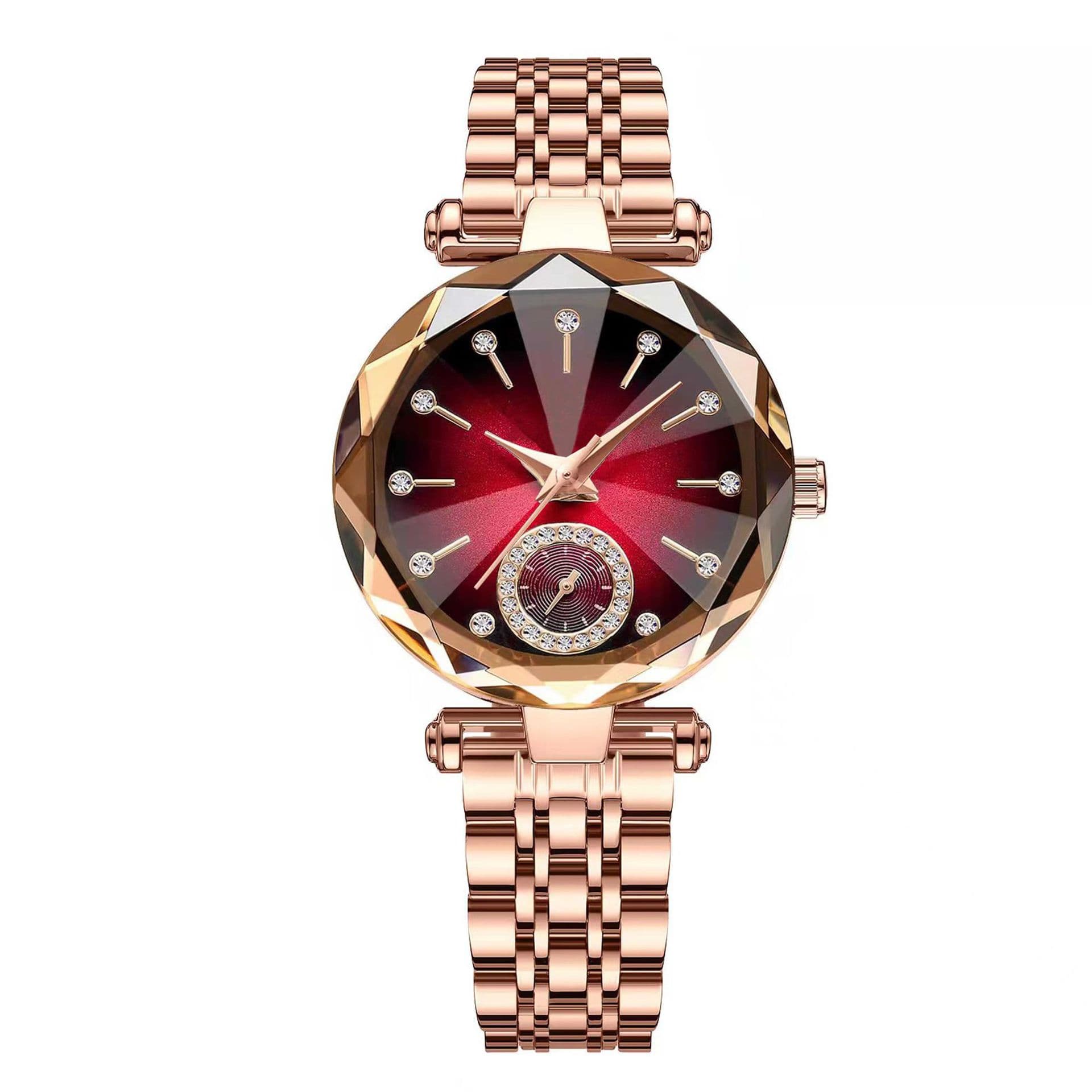 Women's quartz gold-plated watch, high-looking middle school student's simple alloy belt retro diamond watch 3