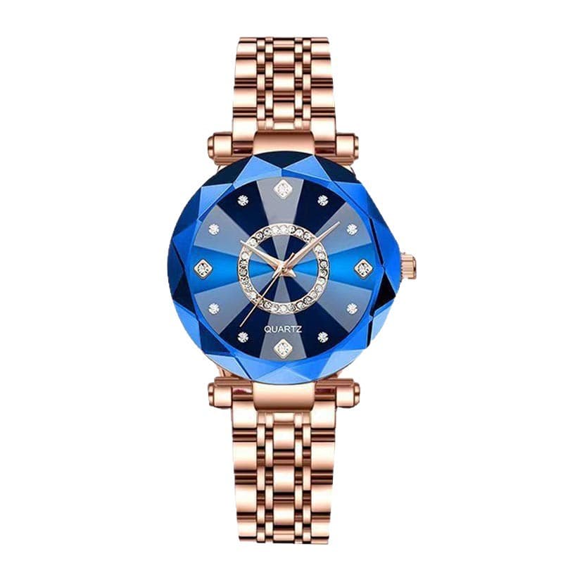 Women's quartz gold-plated watch, high-looking middle school student's simple alloy belt retro diamond watch 6