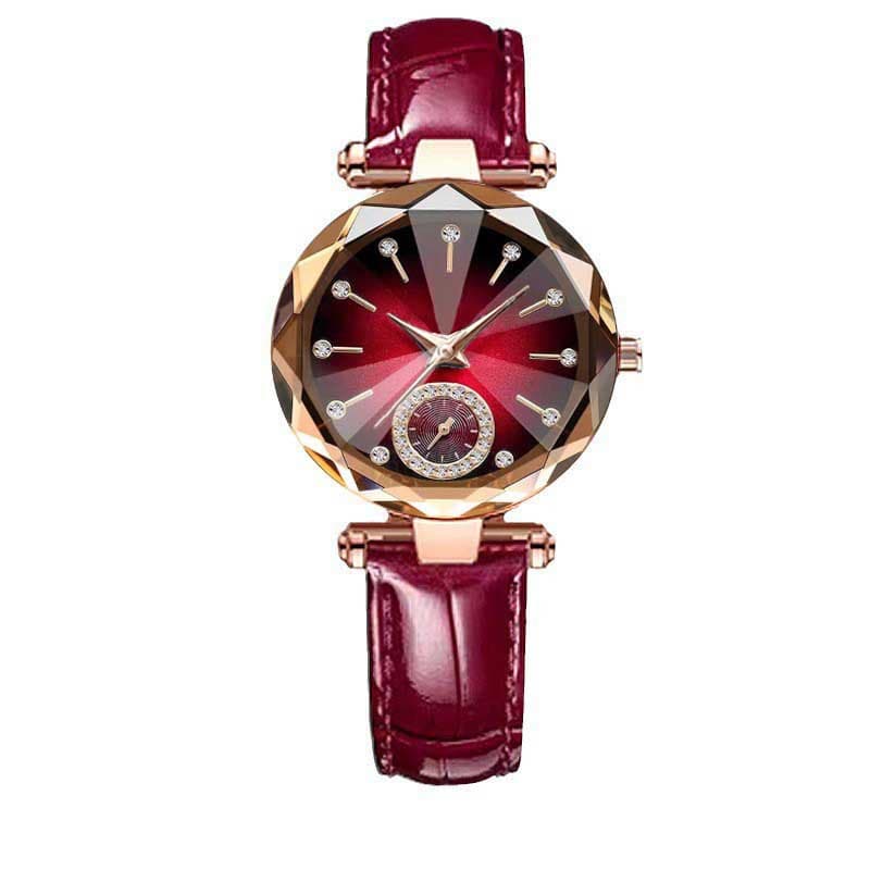 Women's quartz gold-plated watch, high-looking middle school student's simple alloy belt retro diamond watch 9