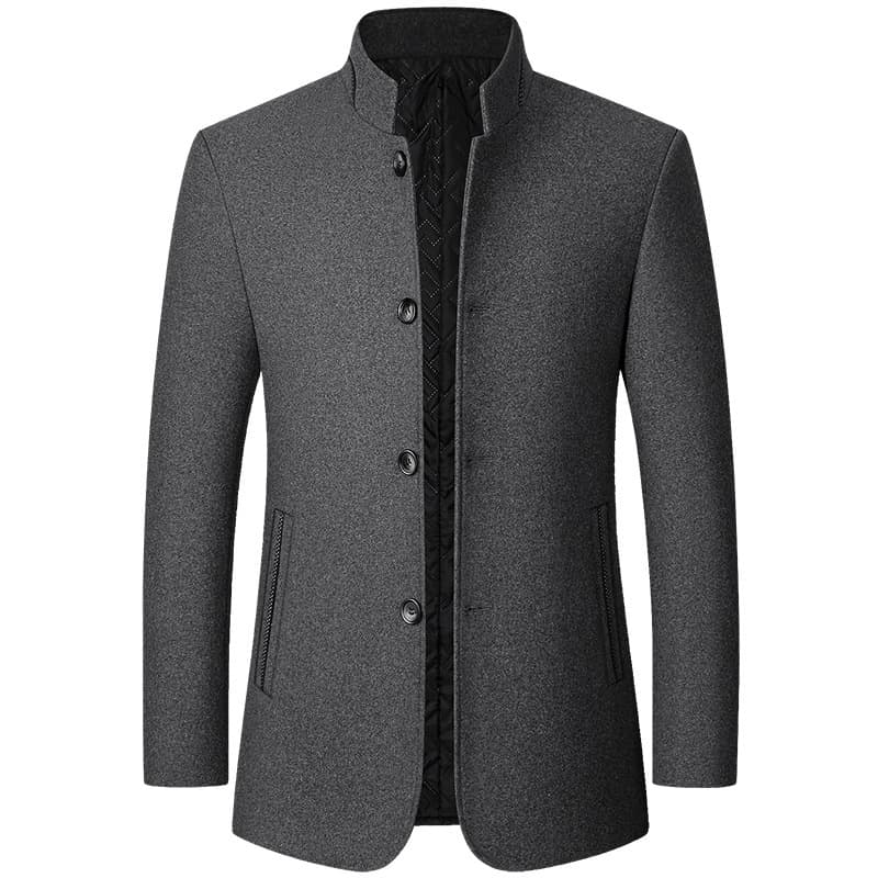 2025 autumn and winter new style middle-aged men's jackets woolen woolen coats stand collar woolen coats casual men's clothing 3