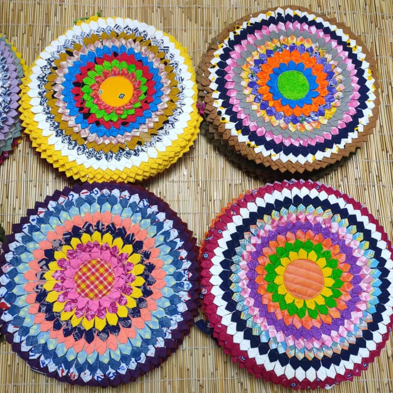 Thai handmade patchwork cushions, round chair cushions, sofa car cushions, futon lotus cushions, ethnic style home accessories 1