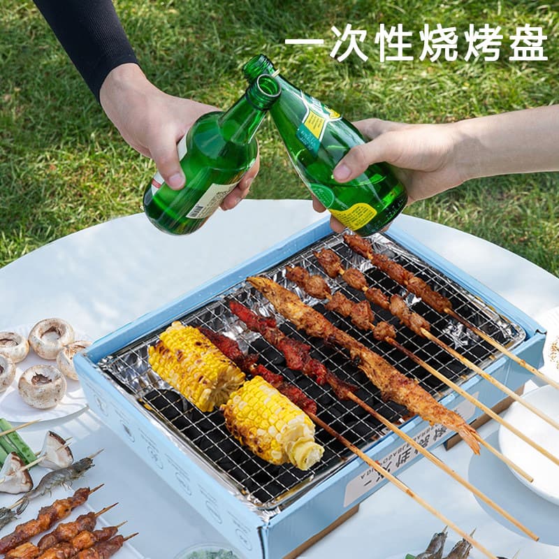 [Zibo BBQ] Disposable barbecue stove, household outdoor barbecue meat rack, smokeless carbon small grill tool 2