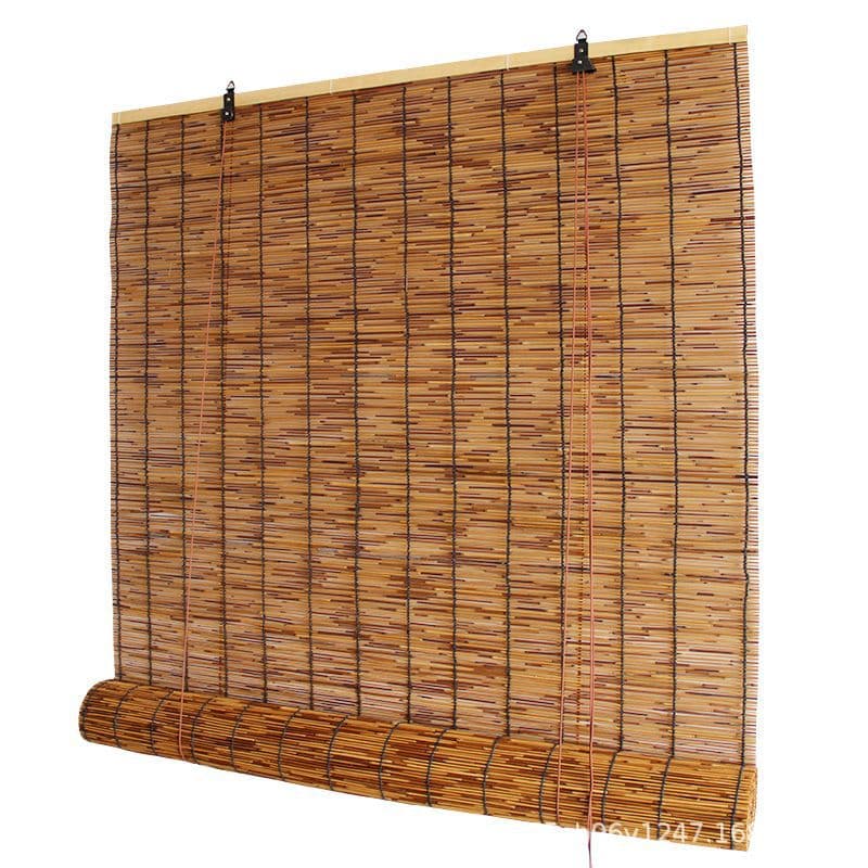 New Chinese style sunshade reed curtains wall decoration ceiling straw curtains cross-border partition lifting bamboo curtains roller blinds 6