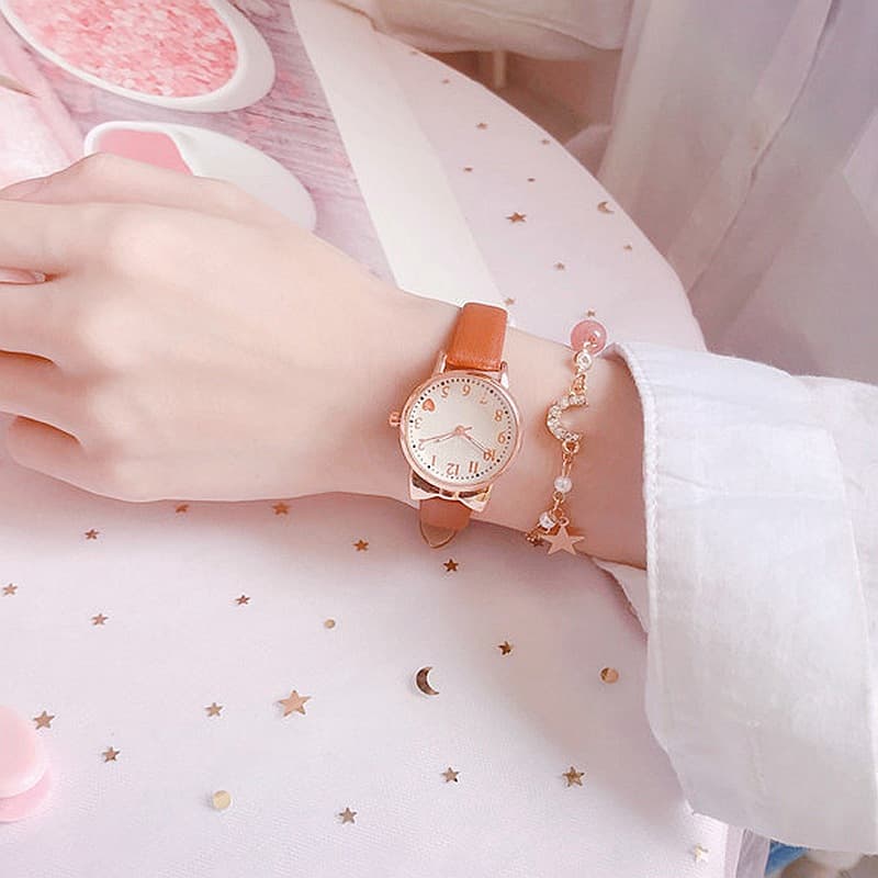 New ins women's watch cute heart schoolgirl quartz watch star and moon bracelet watch combination set dropshipping 8