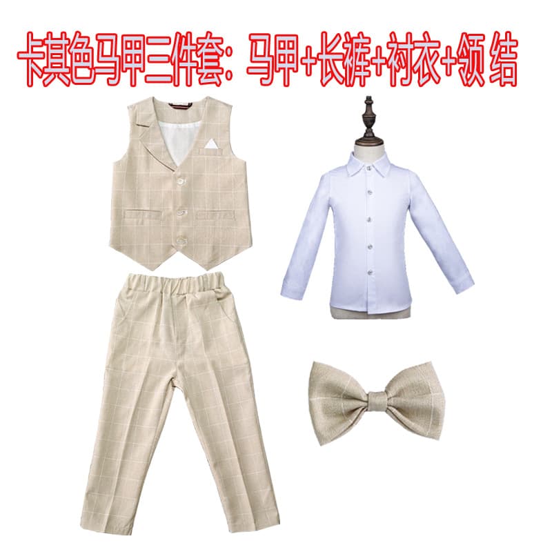 Boys' gentleman's dress small suit formal spring and autumn new British style children's performance party performance dress suit 10