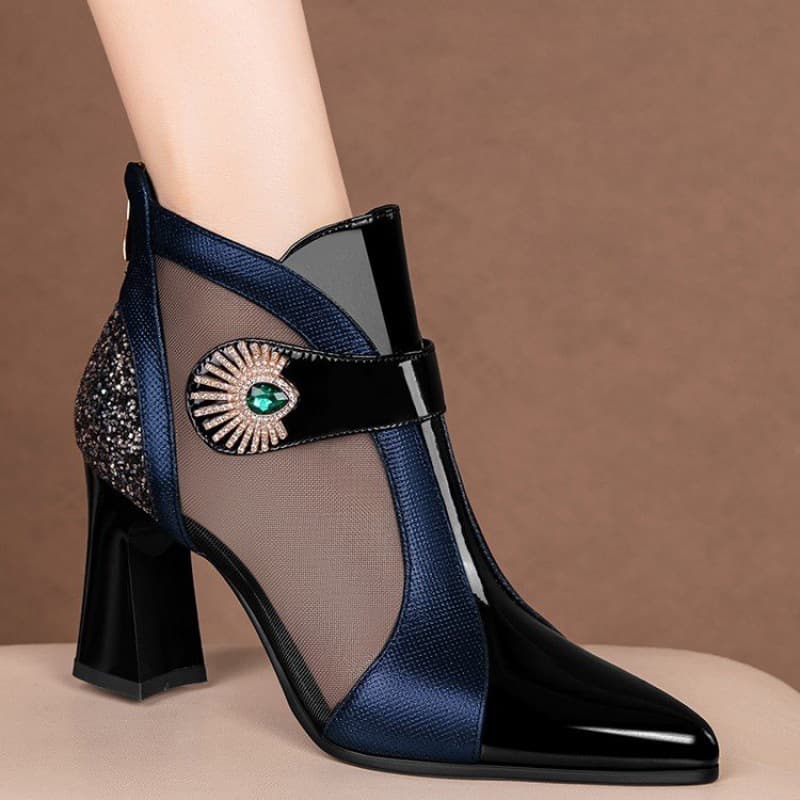 High-heeled mesh boots, hollow mesh sandals, thick heels, versatile women's shoes, sandals, women's boots, horseshoe heels, breathable and comfortable 5
