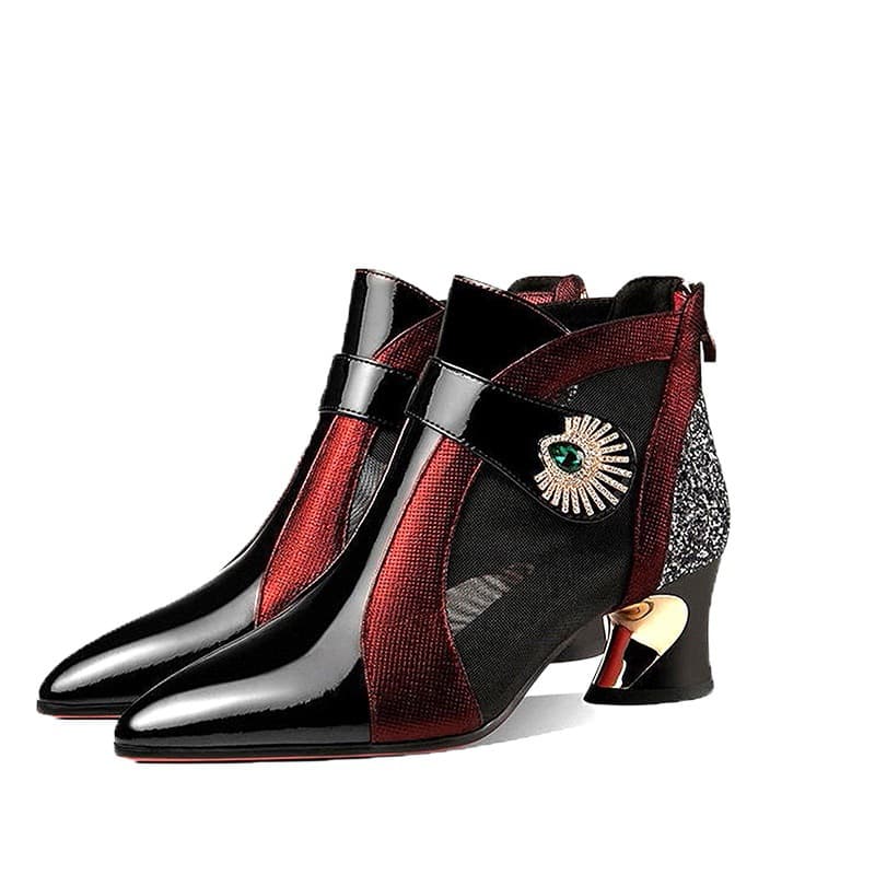 High-heeled mesh boots, hollow mesh sandals, thick heels, versatile women's shoes, sandals, women's boots, horseshoe heels, breathable and comfortable 6