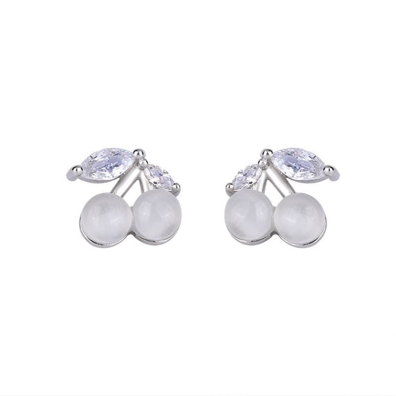 Earrings for women cherry cat's eye stone earrings for women S925 silver simple small cute temperament sweet ins earrings wholesale 6