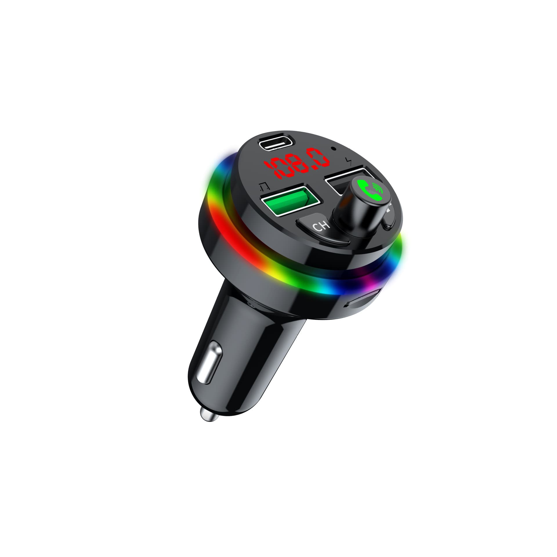 New car FM transmitter car mobile phone charging car dual USB charger Type-c car blue F16 2