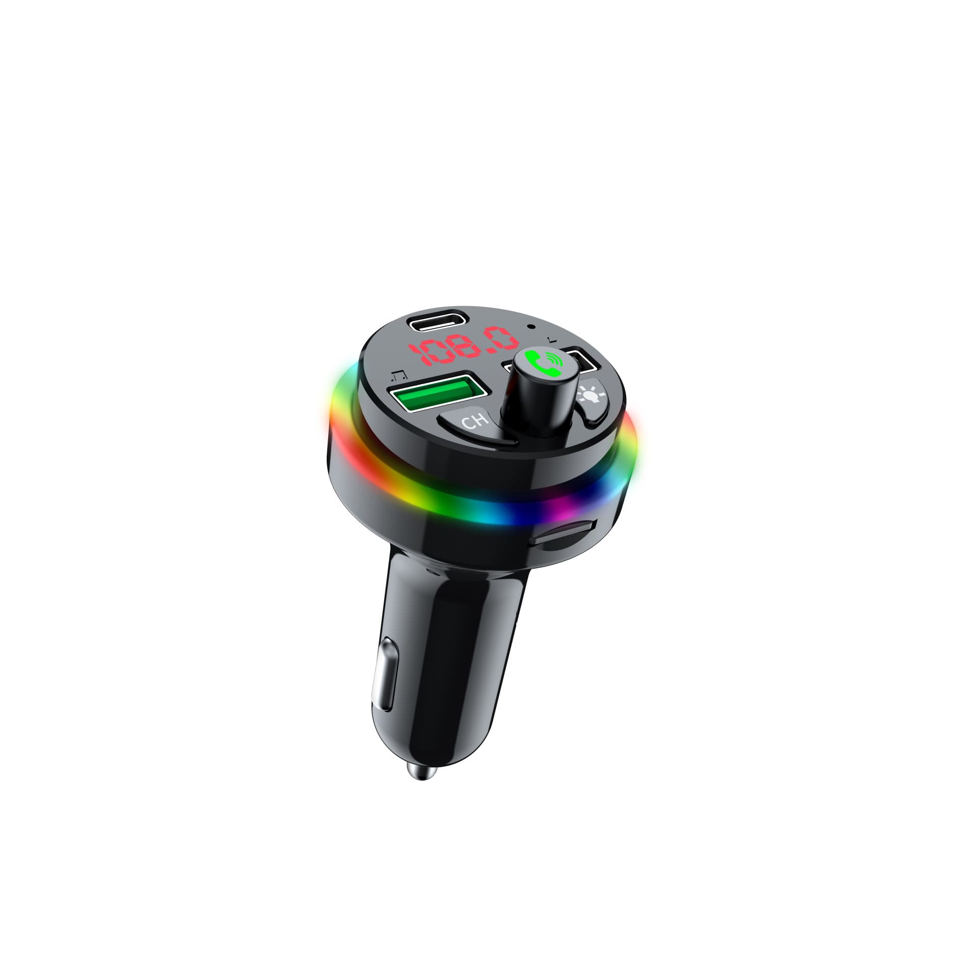 New car FM transmitter car mobile phone charging car dual USB charger Type-c car blue F16 4
