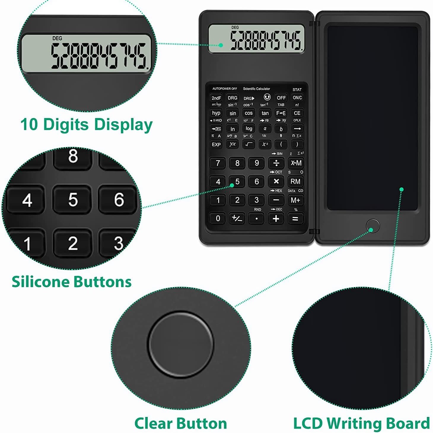 New S9 scientific calculator handwriting tablet student office portable function LCD folding calculator gift 4