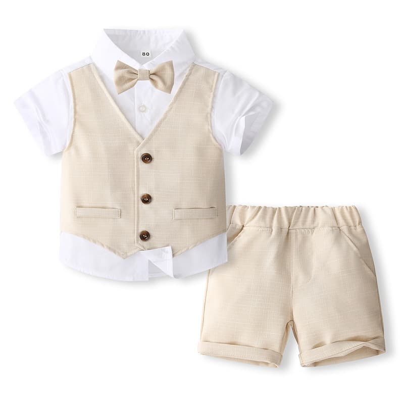 Korean style boys' summer dress suit, trendy boy's gentleman's party performance suit, children's gentleman's short-sleeved small suit suit 4