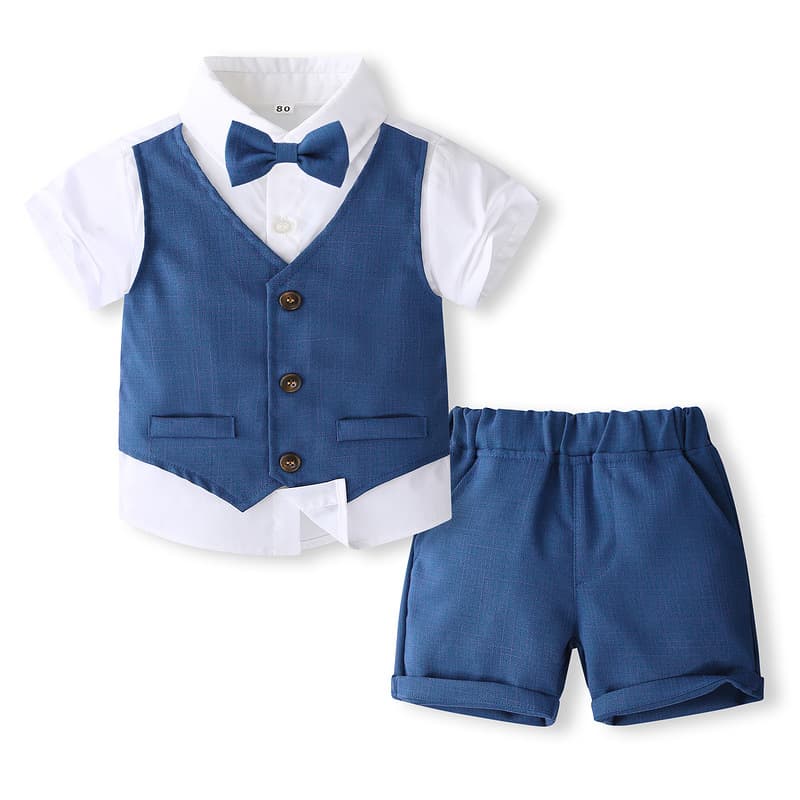 Korean style boys' summer dress suit, trendy boy's gentleman's party performance suit, children's gentleman's short-sleeved small suit suit 6