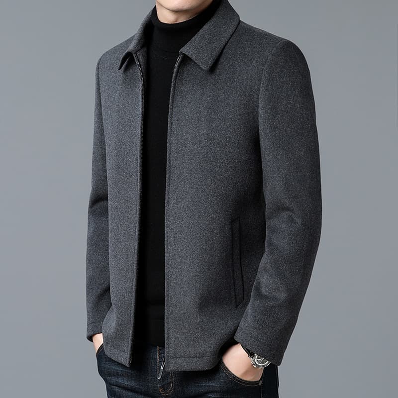 Autumn and winter new men's casual lapel woolen jacket Woolen jacket men's jacket wholesale 4
