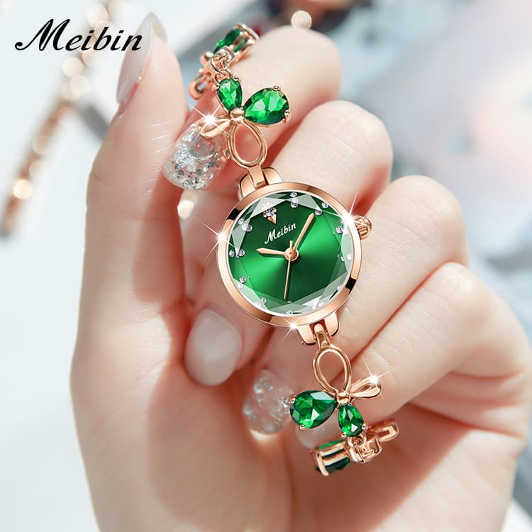 MEIBIN fashion bracelet women's watch temperament cut small dial quartz butterfly rhinestone bracelet watch wholesale 3