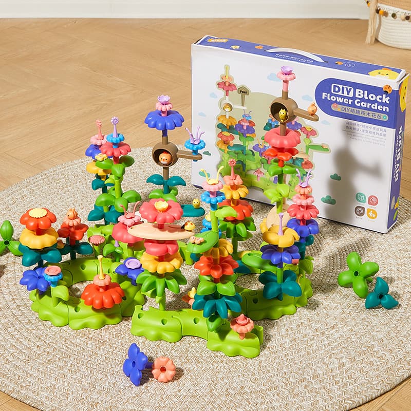 Building blocks assembled educational toys for girls and boys, versatile garden diy flower arrangement, large particle children's plastic puzzle set 8