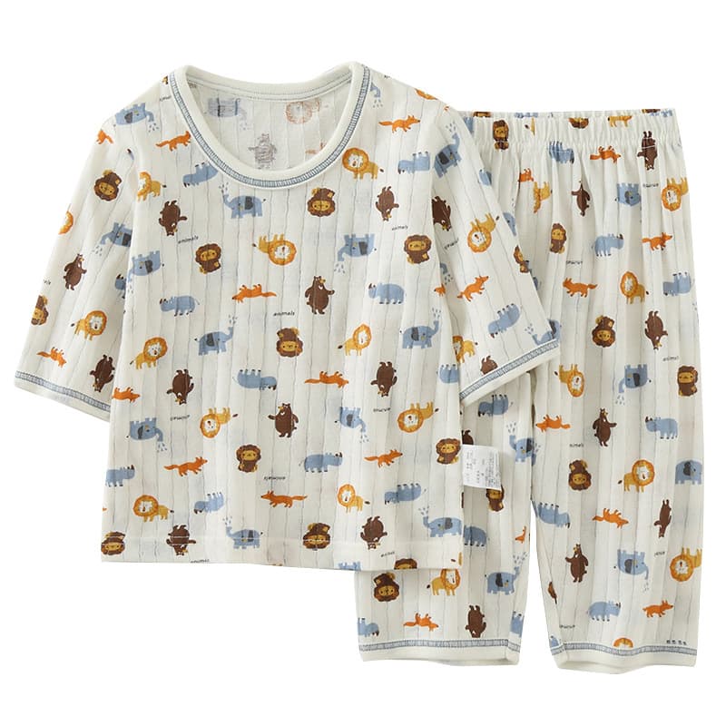 Summer children's pure cotton suit children's thin casual home clothes baby air-conditioning suit boy's cropped pants suit 6