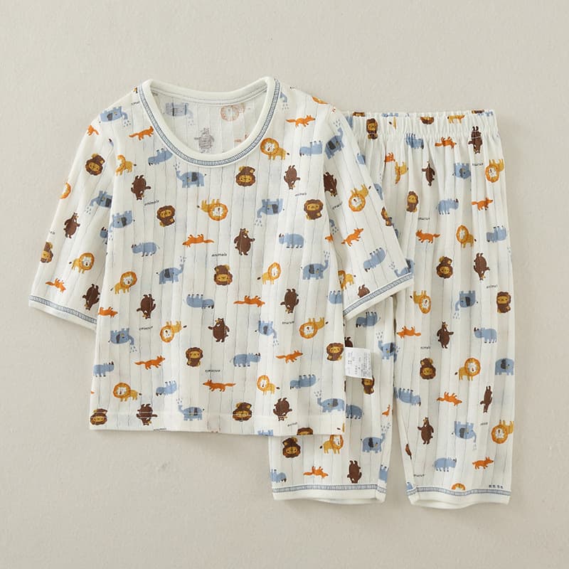 Summer children's pure cotton suit children's thin casual home clothes baby air-conditioning suit boy's cropped pants suit 10