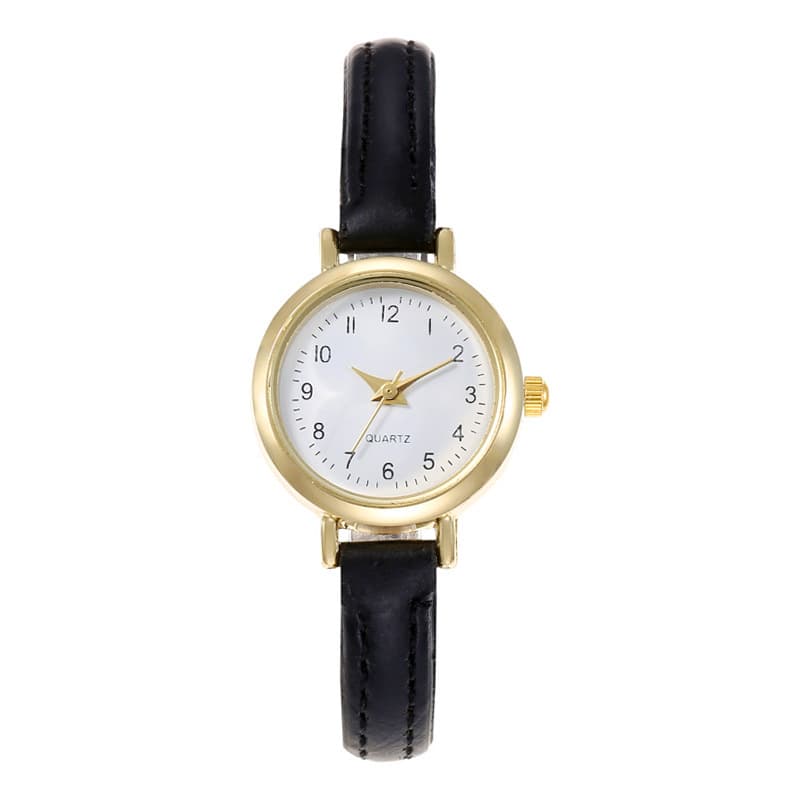 New Cute Small Dial Student Girls Watch Office Worker College Style Gold Case Thin Strap Women's Watch Ready Stock 8