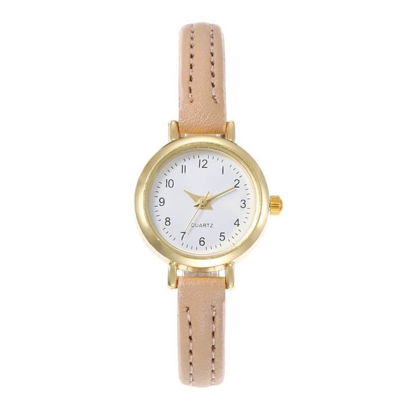 New Cute Small Dial Student Girls Watch Office Worker College Style Gold Case Thin Strap Women's Watch Ready Stock 10