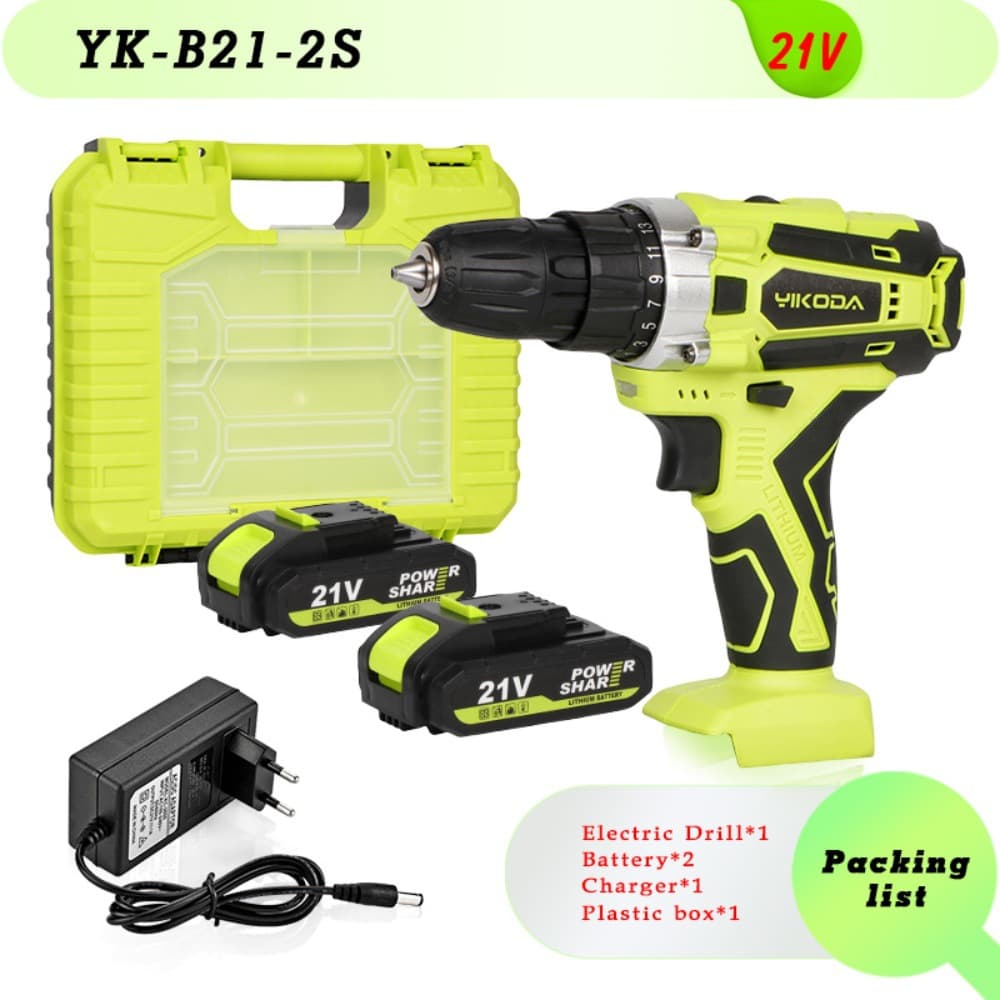Cordless Lithium Electric Drill Pistol Drill Rechargeable Two-Speed ​​Electric Screwdriver Drill Driver Rechargeable Power Tool Set 7