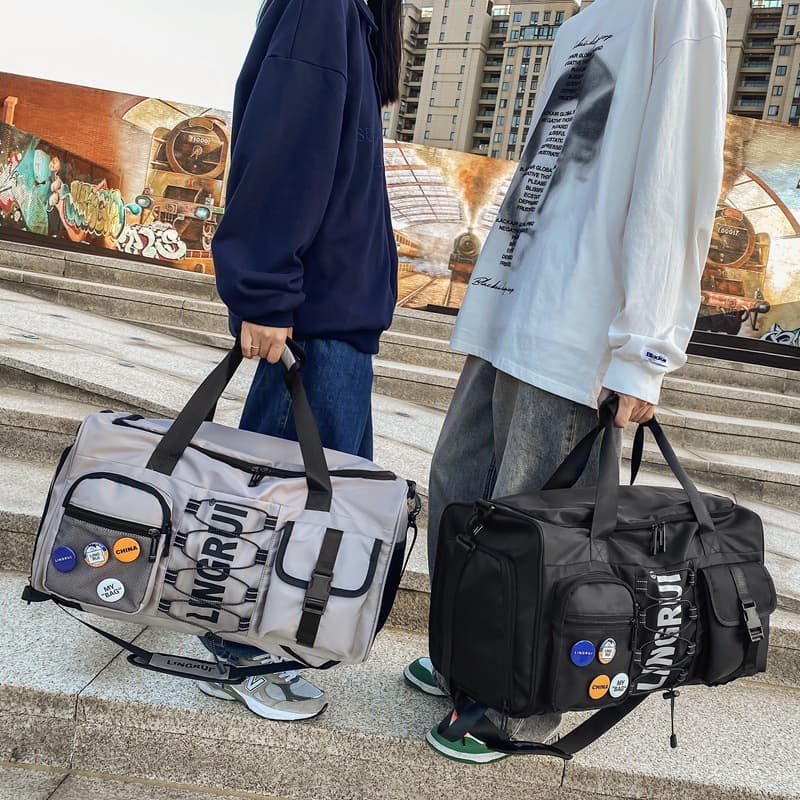 Large-capacity trendy brand new short-distance travel fitness bag trendy cool sports portable storage luggage bag training double backpack 1