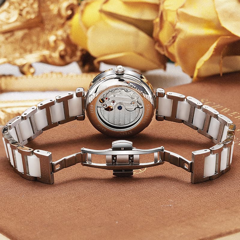 Authentic Lucky Clover fully automatic ladies mechanical watch natural luxury shell surface waterproof ceramic watch 3