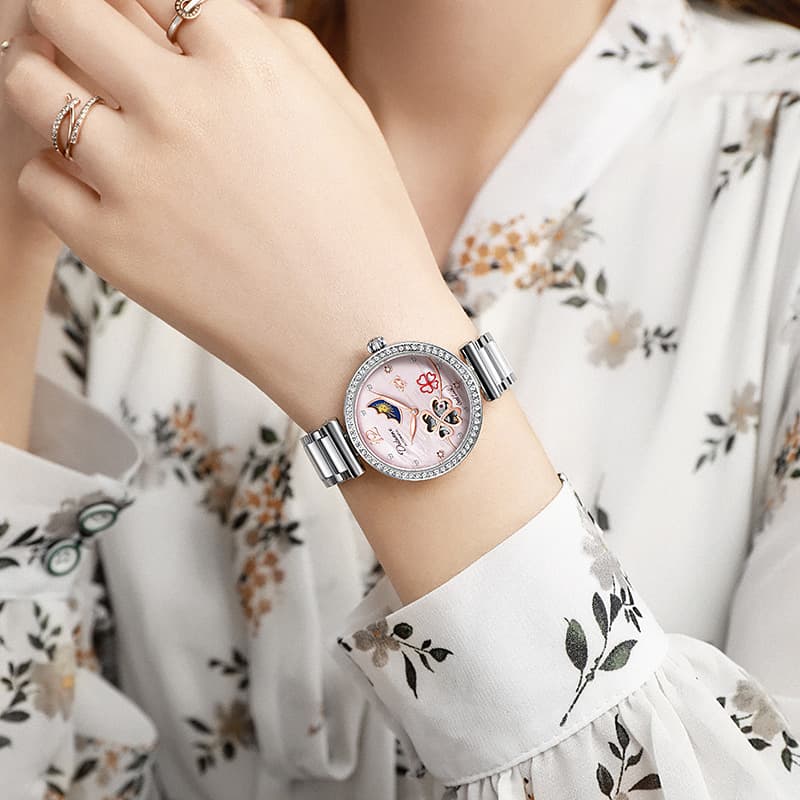 Authentic Lucky Clover fully automatic ladies mechanical watch natural luxury shell surface waterproof ceramic watch 5