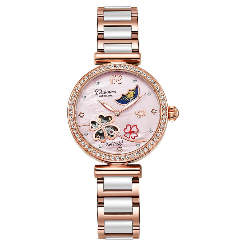 Authentic Lucky Clover fully automatic ladies mechanical watch natural luxury shell surface waterproof ceramic watch 6