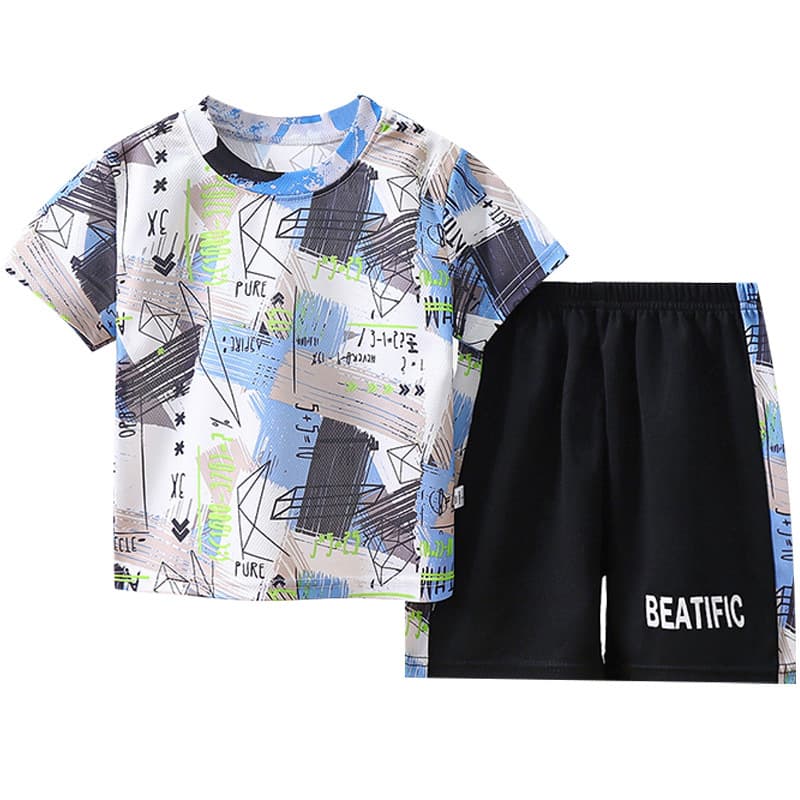 Summer children's suit 2024 new quick-drying sportswear baby boy camouflage T-shirt two-piece children's clothing wholesale 6