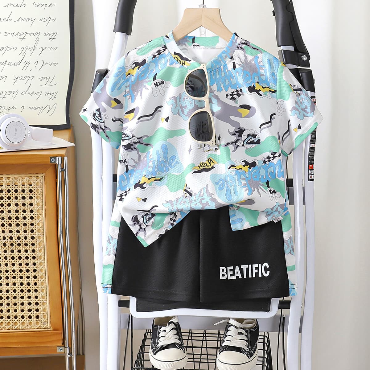Summer children's suit 2024 new quick-drying sportswear baby boy camouflage T-shirt two-piece children's clothing wholesale 8