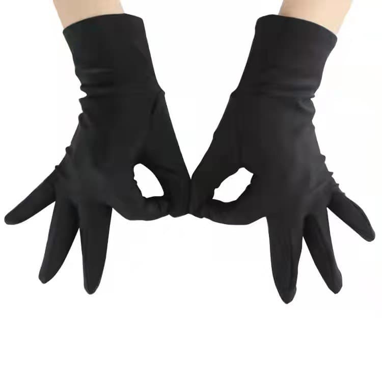 Black jewelry gloves high elastic lycra nylon watch and play performance gloves jewelry shopping guide luxury goods 4