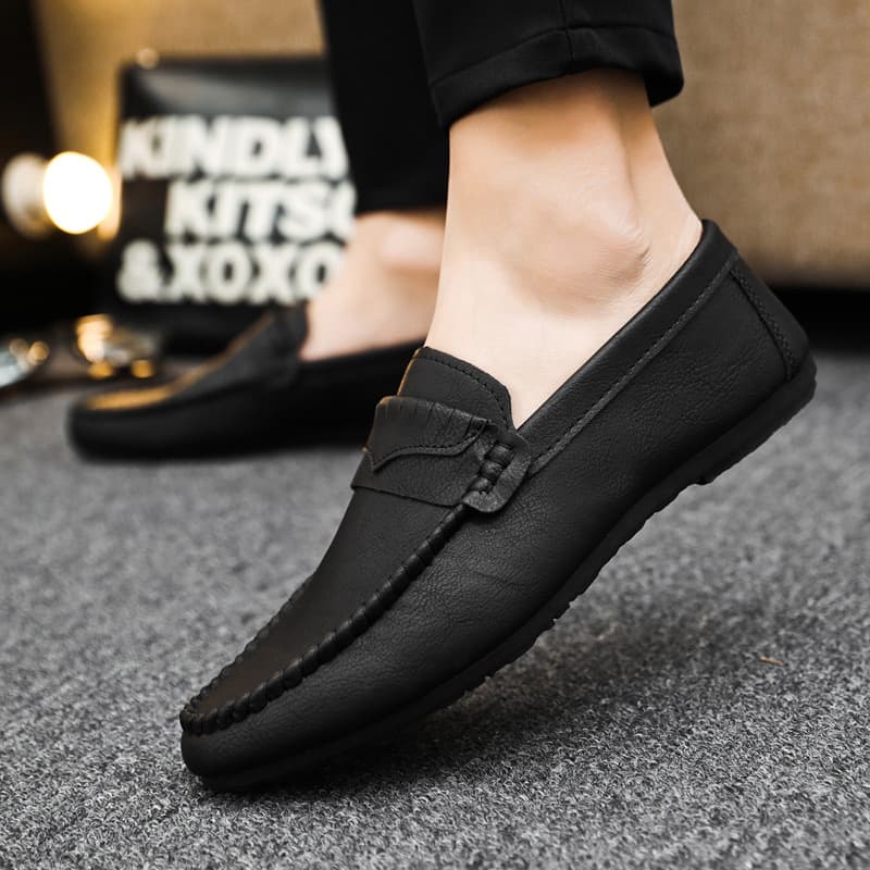 Summer Breathable Non-Slip Wear-Resistant Men's Shoes 2024 New Lazy Slip-On Men's Loafers Versatile Casual Leather Shoes 4