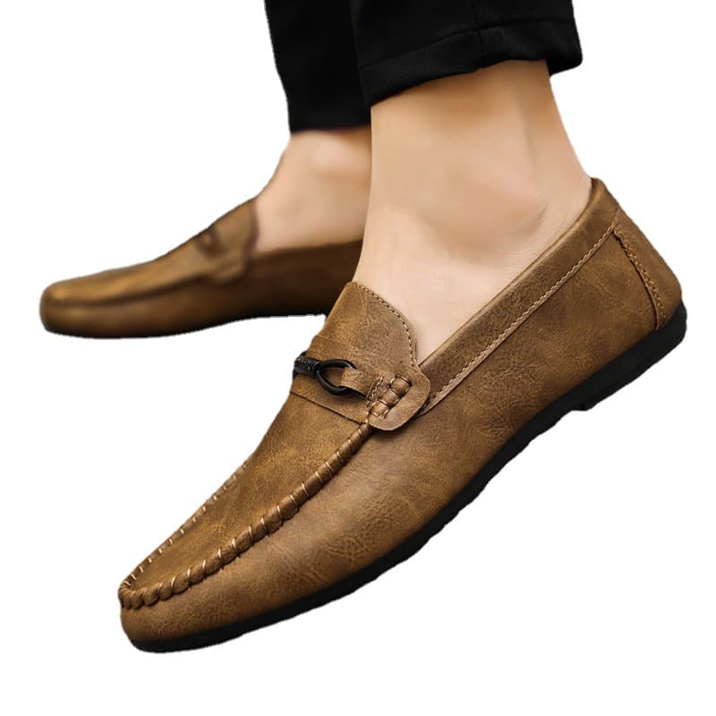 Summer Breathable Non-Slip Wear-Resistant Men's Shoes 2024 New Lazy Slip-On Men's Loafers Versatile Casual Leather Shoes 6