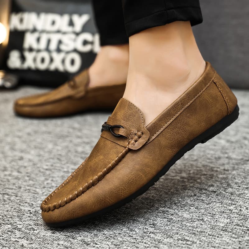 Summer Breathable Non-Slip Wear-Resistant Men's Shoes 2024 New Lazy Slip-On Men's Loafers Versatile Casual Leather Shoes 7