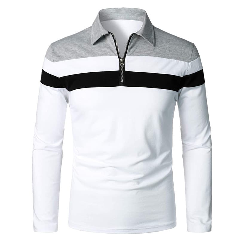 Cross-border men's long-sleeved Polo shirt casual slim shirt contrasting color stitching T-shirt tops foreign trade men's clothing 6