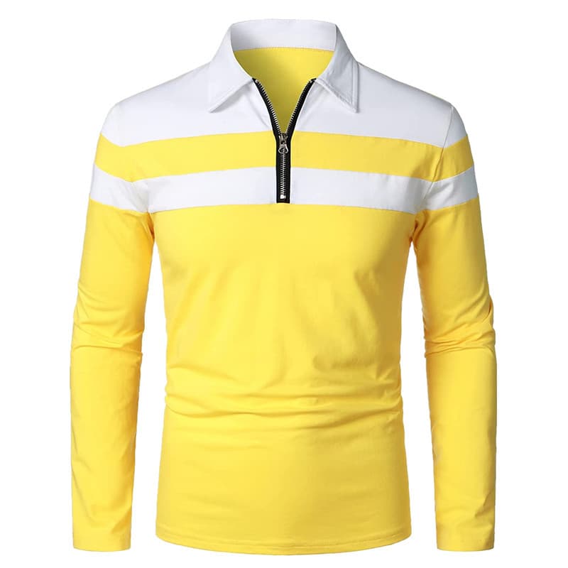 Cross-border men's long-sleeved Polo shirt casual slim shirt contrasting color stitching T-shirt tops foreign trade men's clothing 7