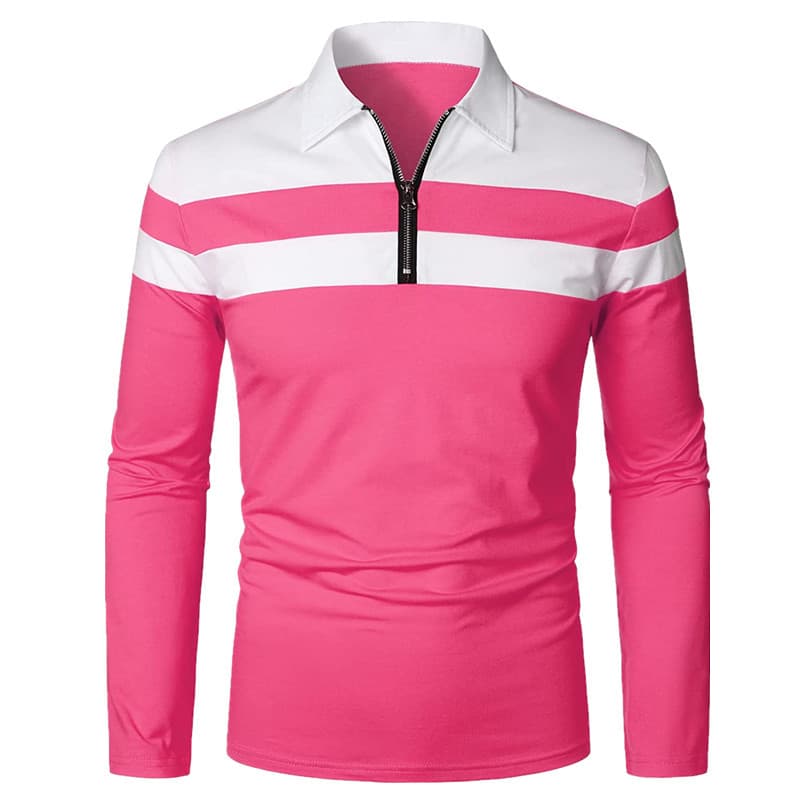 Cross-border men's long-sleeved Polo shirt casual slim shirt contrasting color stitching T-shirt tops foreign trade men's clothing 9