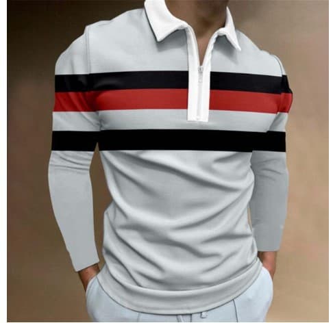 Cross-border men's long-sleeved Polo shirt casual slim shirt contrasting color stitching T-shirt tops foreign trade men's clothing 10