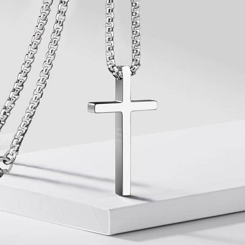 Cross-border European and American new titanium steel cross necklace men's trendy and versatile stainless steel cross pendant sweater chain accessories 8
