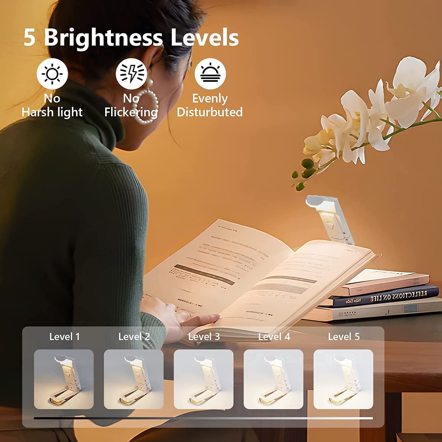 USB book lamp foldable anti-blue light learning lamp reading lamp student eye protection desk lamp simple portable night reading lamp 5